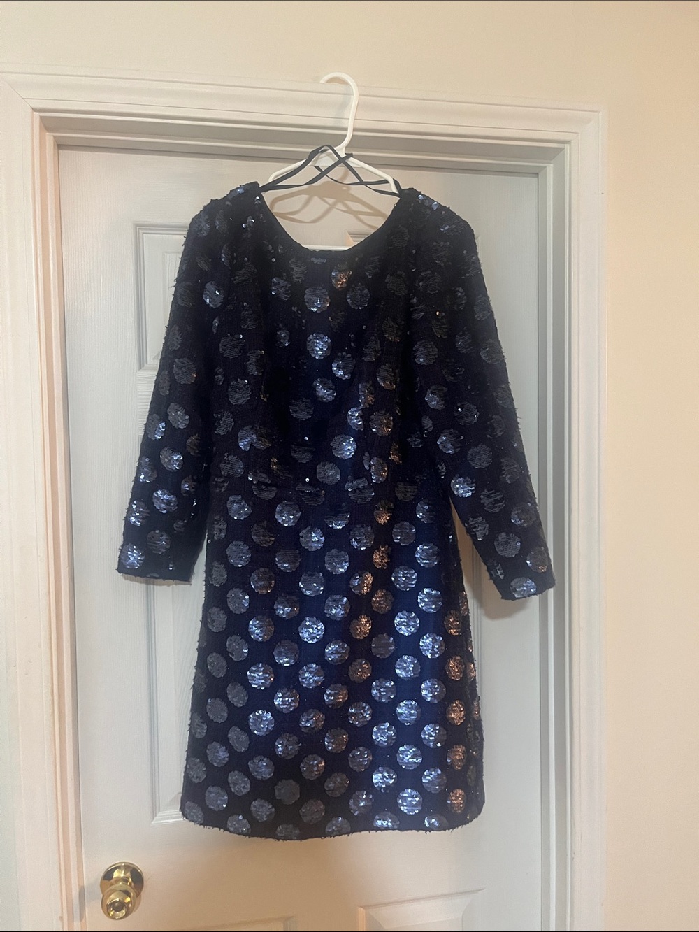 Jill Stuart Navy Sequin Polka Dot Shift Dress size 10